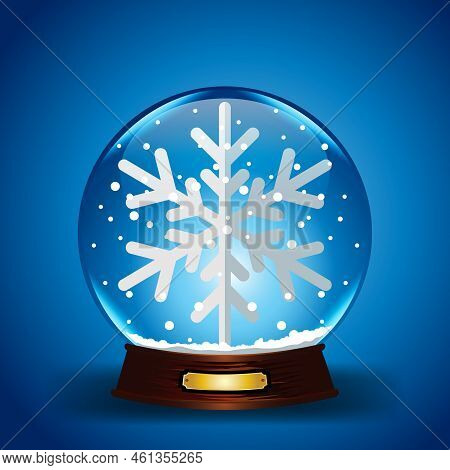 Snow Globe Realistic Vector. Realistic Snow Globe Toy. Winter Xmas Design Element. Isolated On Trans