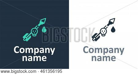 Logotype Poison On The Arrow Icon Isolated On White Background. Poisoned Arrow. Logo Design Template