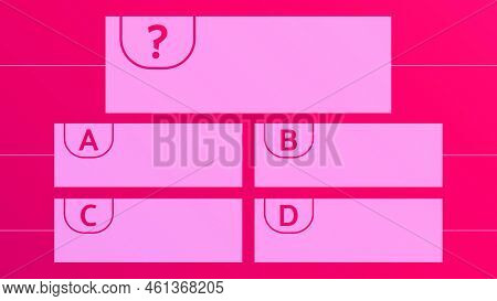 Multiple Choice Quiz Template. Question And Answers Template Form On Gradient Background. Vector Ill