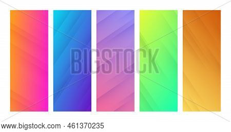 Set Of Gradient Backgrounds With Diagonal Lines. Colorful Backdrop With Lines With Shadows. Modern A