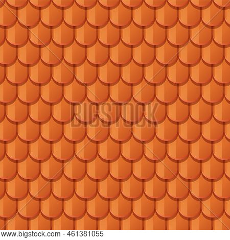 Roof Tile Seamless Pattern, Clay Rooftop - Flat Vector Illustration.