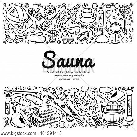 Sauna And Spa Accessories Horizontal Frame Banner