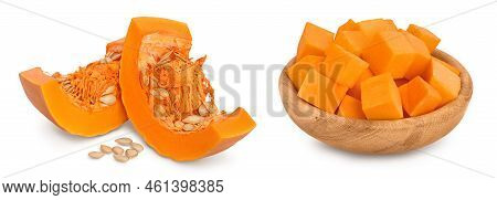 Butternut Squash Piece Isolated On White Background With Full Depth Of Field