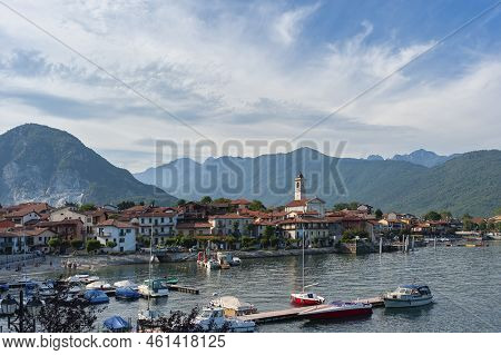 View Of Feriolo On Lake Maggiore. Feriolo Is A Town In Piedmont In Northern Italy