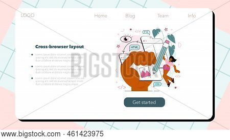 Frontend Development Web Banner Or Landing Page. Website Interface