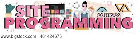 Website Programming Course Typographic Header. Content Management