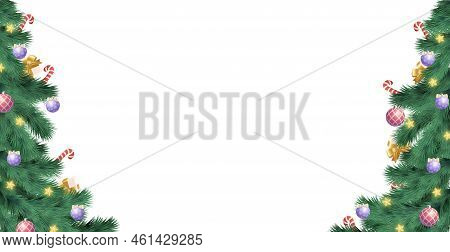 Christmas Tree On White Background, Web Template For Festive Promotional Items - Vector Illustration