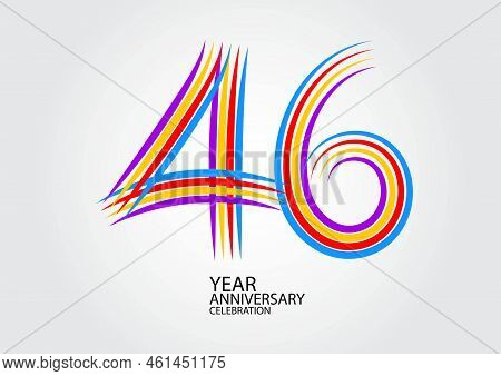 46 Years Anniversary Celebration Logotype Colorful Line Vector, 46th Birthday Logo, 46 Number Design