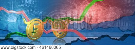 Bullish Chf Stopped By Bearish Uah. Foreign Exchange Market 3d Illustration Of Swiss Franc To Ukrain