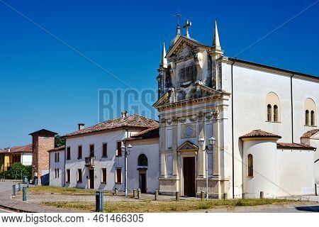 Facade Of The Historic Chiesa Di San Lorenzo Church In The Town Of Vo, Italy