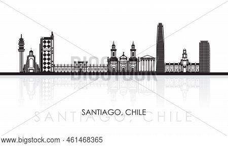 Silhouette Skyline Panorama Of City Of Santiago, Chile - Vector Illustration