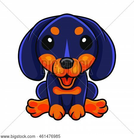 Vector Illustration Of Cute Dashund Dog Cartoon Sitting