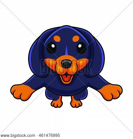 Vector Illustration Of Cute Dashund Dog Cartoon Jumping