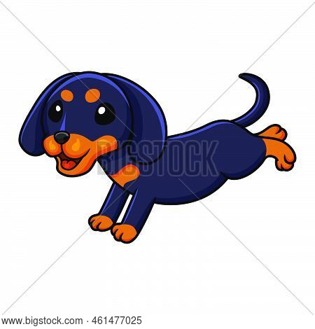 Vector Illustration Of Cute Dashund Dog Cartoon Running