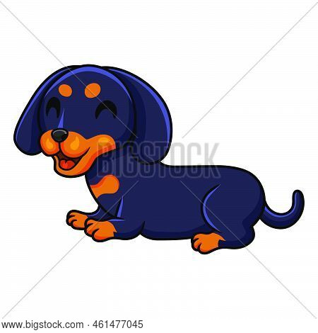 Vector Illustration Of Cute Dashund Dog Cartoon Laying Down