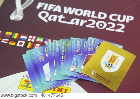 Bauru, Brazil - Sep 12th, 2022: Close Up Of Panini Album Fifa World Cup 2022 - Qatar. Close Up Of St