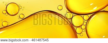 Oil Drops Texture, Omega Bubbles, Gold Liquid Skincare, Essential Droplets. Background With Transpar