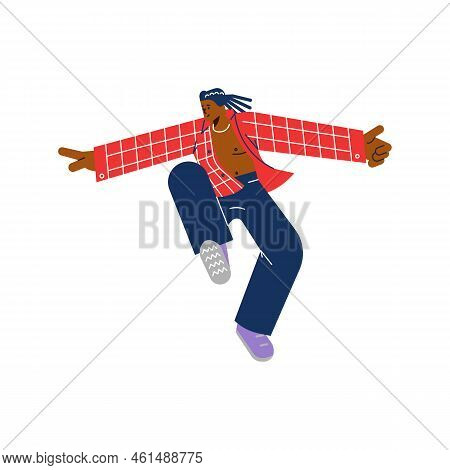 Happy Man Freerunning, Parkour Concept - Flat Vector Illustration Isolated On White Background.