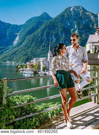 Hallstatt Austria, Couple Visit Hallstatt During Summer Vacation Hallstatter Lake