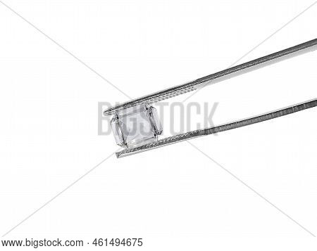 Brilliant Cut Diamond Held By Tweezers. For Design