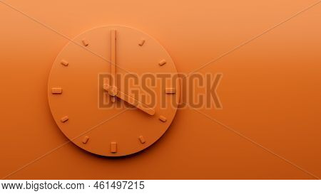 Minimal Orange Clock 04:00 Four O'clock Abstract Minimalist Wall Clock 16:00 Or 4:00 3d Illustration