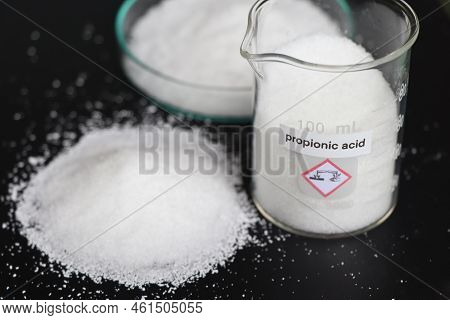 Propionic Acid In Glass, Chemical In The Laboratory And Industry