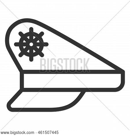 Captain's Cap - Icon, Illustration On White Background, Outline Style