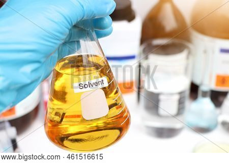 Solvent , A Chemical Used In Laboratory Or Industry And Flammable