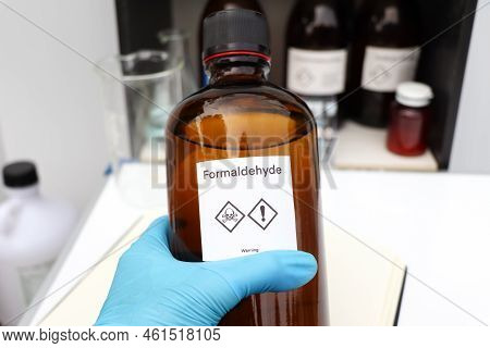 Formaldehyde In Bottle, Chemical In The Laboratory And Industry
