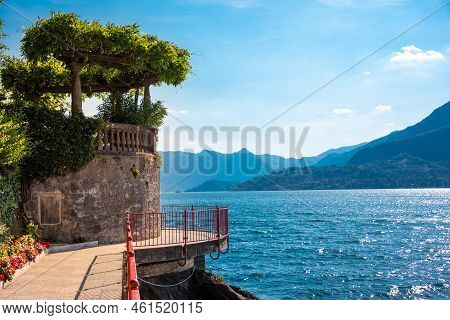 Beautiful Coast Of Lake Como In Summer, Famous Tourism Destination