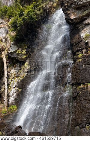 Waterfall Bystre Near Of The Hrinova Village In Central Slovakia, Europe.