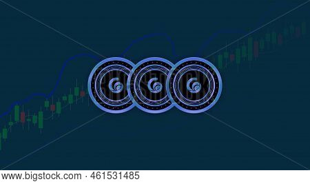 Radio Caca Crypto Currency Images. 3d Illustration. Digital Coins.