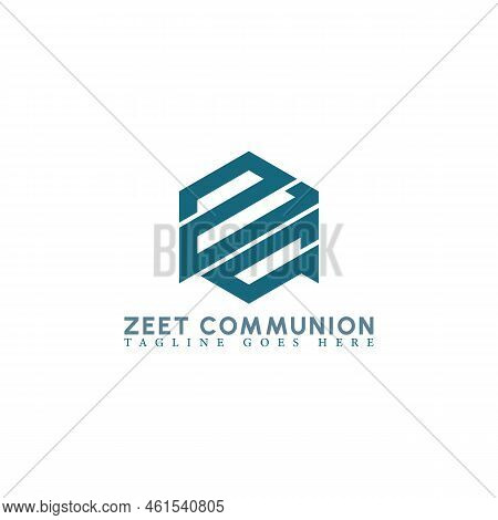 Abstract Initial Letter Zc Or Cz Logo In Blue Color Isolated In White Background Applied For Softwar