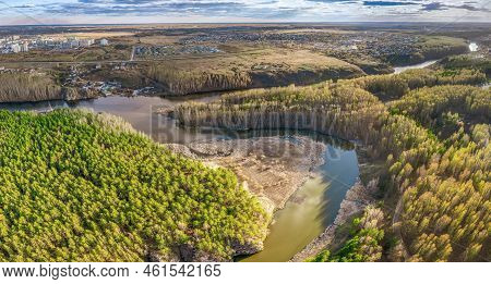 Confluence Of The Iset And Kamenka Rivers In The City Kamensk-uralskiy. Iset And Kamenka Rivers, Kam