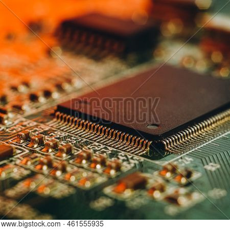 Shortage Of Chips In Car Manufacturing. High-tech Production Of Electronic Chips And Electronic Cont