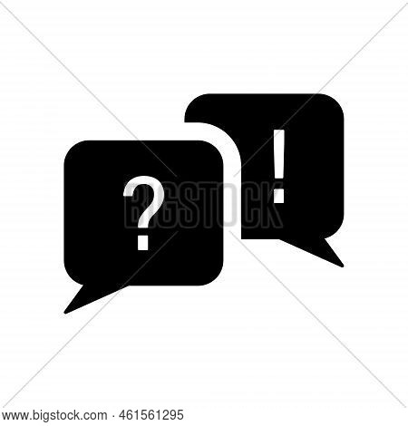Question Mark And Exclamation On Speech Bubble Mark Silhouette Icon. Ask And Answer Faq Sign. Dialog