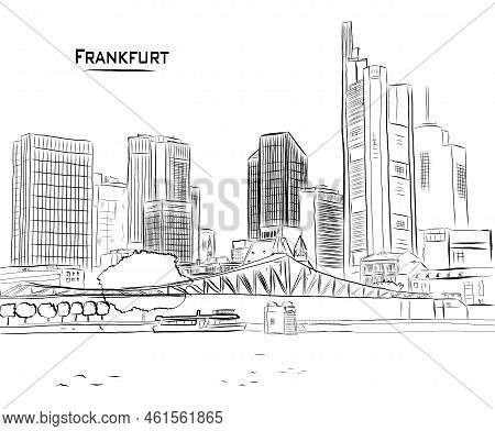 Frankfurt Skyline Architecture Line Art Vector Illustration Handrawing Frameworks