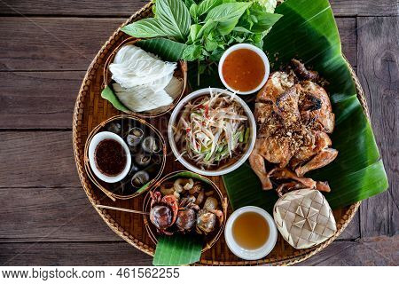 Traditional North-east Thai Local Food Set (esan).