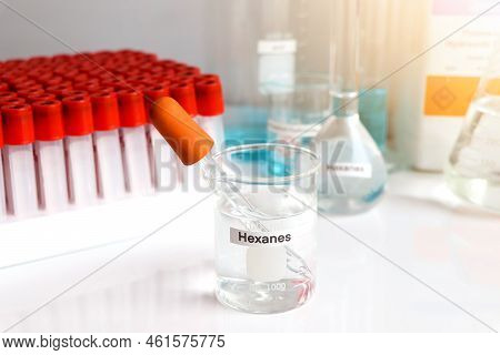 Hexanes In Glass, Chemical In The Laboratory And Industry