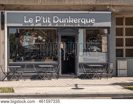 Europe, France, Dunkerque - July 9, 2022: Gray And White Facade Of Famous Restaurant Gastronomic Le 