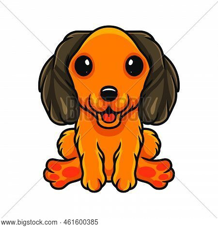 Vector Illustration Of Cute Dachund Dog Cartoon Sitting