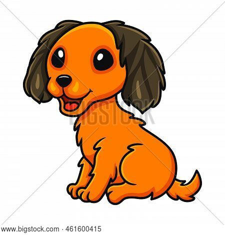 Vector Illustration Of Cute Dachund Dog Cartoon Sitting
