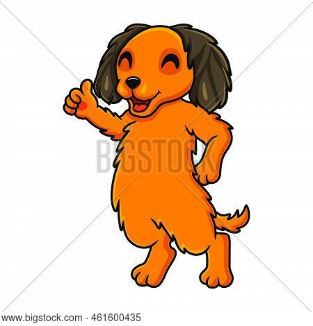 Vector Illustration Of Cute Dachund Dog Cartoon Giving Thumb Up
