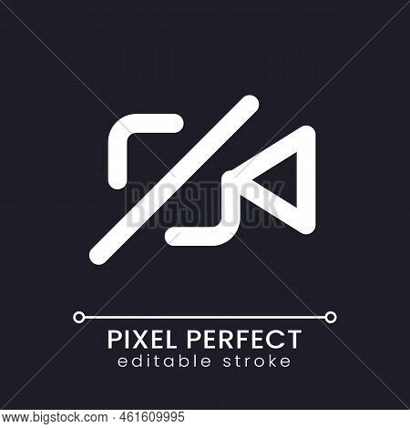 Turn Off Camera Pixel Perfect White Linear Ui Icon For Dark Theme. Videotelephony. Vector Line Picto