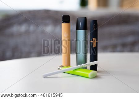 Tarragona, Spain - September 16, 2022: Electronic Cigarettes Iqos Close-up. Different Options For Sm
