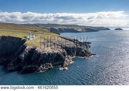 Aerial View Of The Lighthouse On The Island Of Arranmore In County Donegal, Ireland