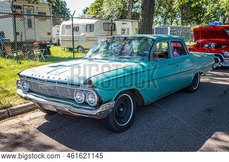 Falcon Heights, Mn - June 18, 2022: High Perspective Front Corner View Of A 1961 Chevrolet Biscayne 
