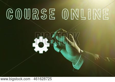 Sign Displaying Course Online. Internet Concept Elearning Electronic Education Distant Study Digital