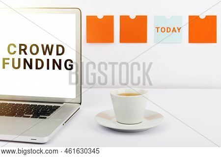 Handwriting Text Crowd Funding. Business Concept Fundraising Kickstarter Startup Pledge Platform Don