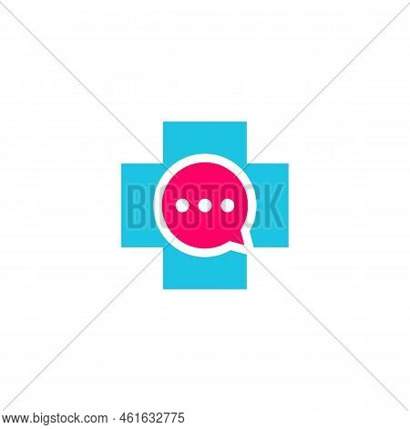 Health Chat Logo Design Template. Chat Plus Logo Concept Vector. Creative Icon Symbol